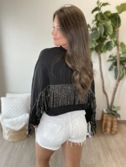 Sequin Game Day Patch Fringed Sweatshirt | S - L -Discount Divas Shop Yh5CgNCXqr8C9jUZQEGVPFxTkevmCLjovKPjQ2Ph