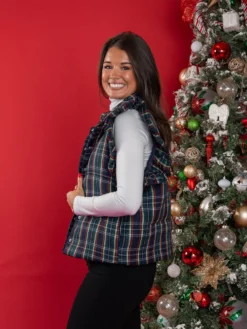 Plaid Print Button Up Vest W/ Ruffle Shoulders | S - 2X -Discount Divas Shop ZJW2W027Th6v2LcGbGtUENyc8EhxedlKeubNwD8I