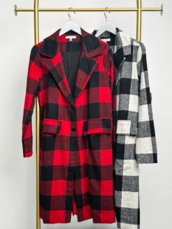 Buffalo Check Longline Flannel Coat W/ Pockets | S - L