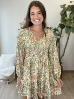 Printed Long Sleeve Dress | S - L