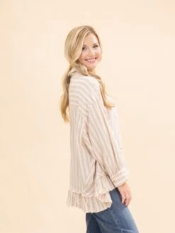 3/4 Sleeve Striped Linen Shirt | S-L -Discount Divas Shop a000dabf22ca9e9f0456d01ed8d31f53