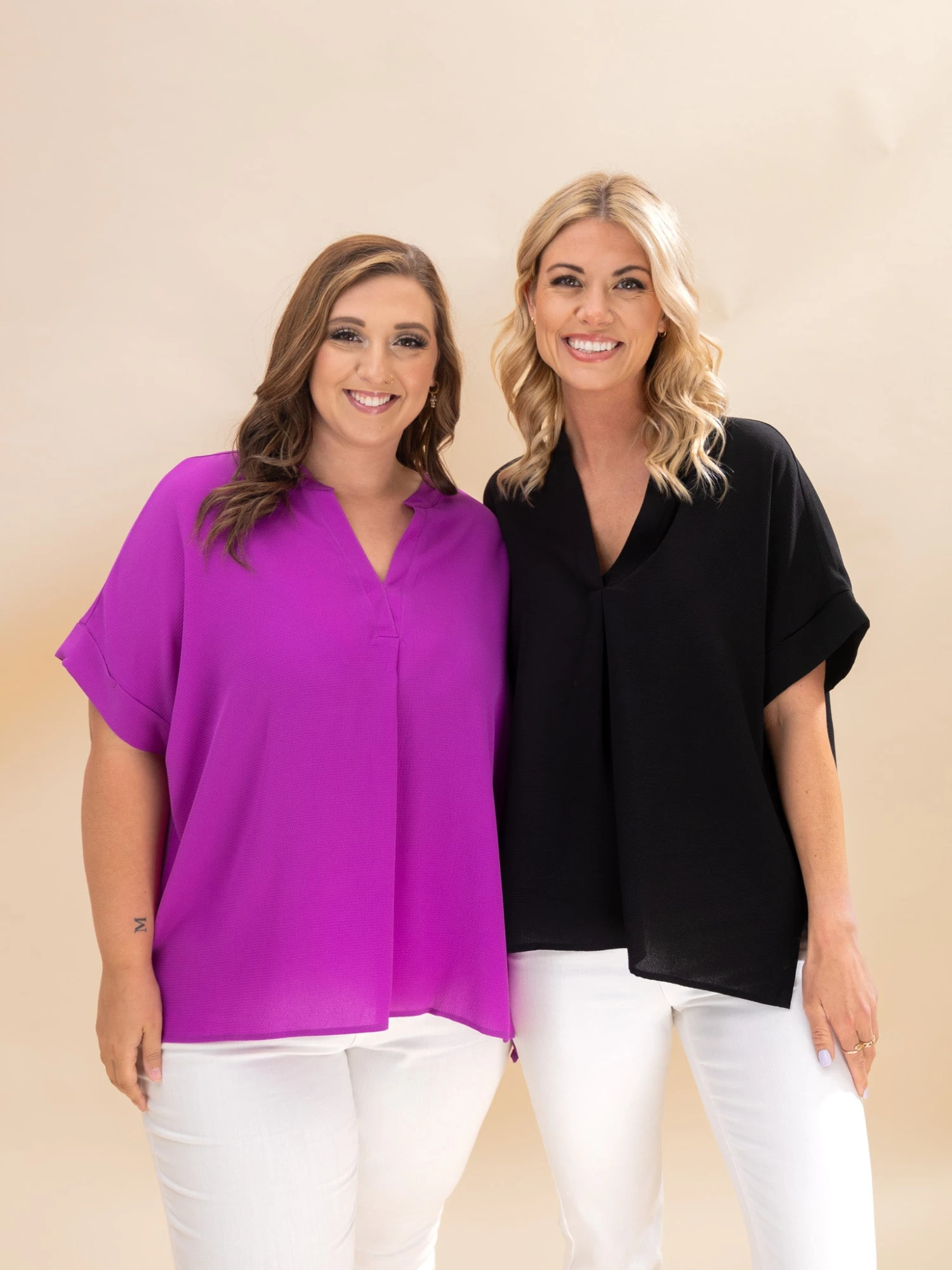 Drop Shoulder V Neck Woven Top | S-2XL 1 Drop Shoulder V Neck Woven Top | S-2XL