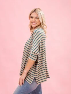 Fall Striped Raised Rib Easy Fit3/4 Sleeve Top By DD Design | Reg-Plus 20 Fall Striped Raised Rib Easy Fit3/4 Sleeve Top By DD Design | Reg-Plus -Discount Divas Shop a0261fd95b24f1e60846ebb22e920245
