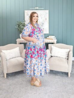 Mixed Floral Print Tie Front Midi Dress | S - XL -Discount Divas Shop a07423cadc2b62e9f24d98434a7bf967