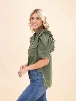 Ruffled Gathered Sleeve Linen Button Up Shirt Top | S-L Summer Concert 22 Ruffled Gathered Sleeve Linen Button Up Shirt Top | S-L Summer Concert -Discount Divas Shop a0aaf3870859892d7b493f85bc130f06