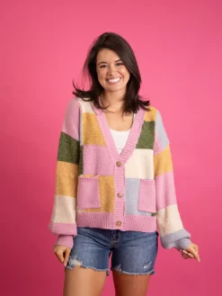 Color Block Button Down Oversized Cardigan | S-L