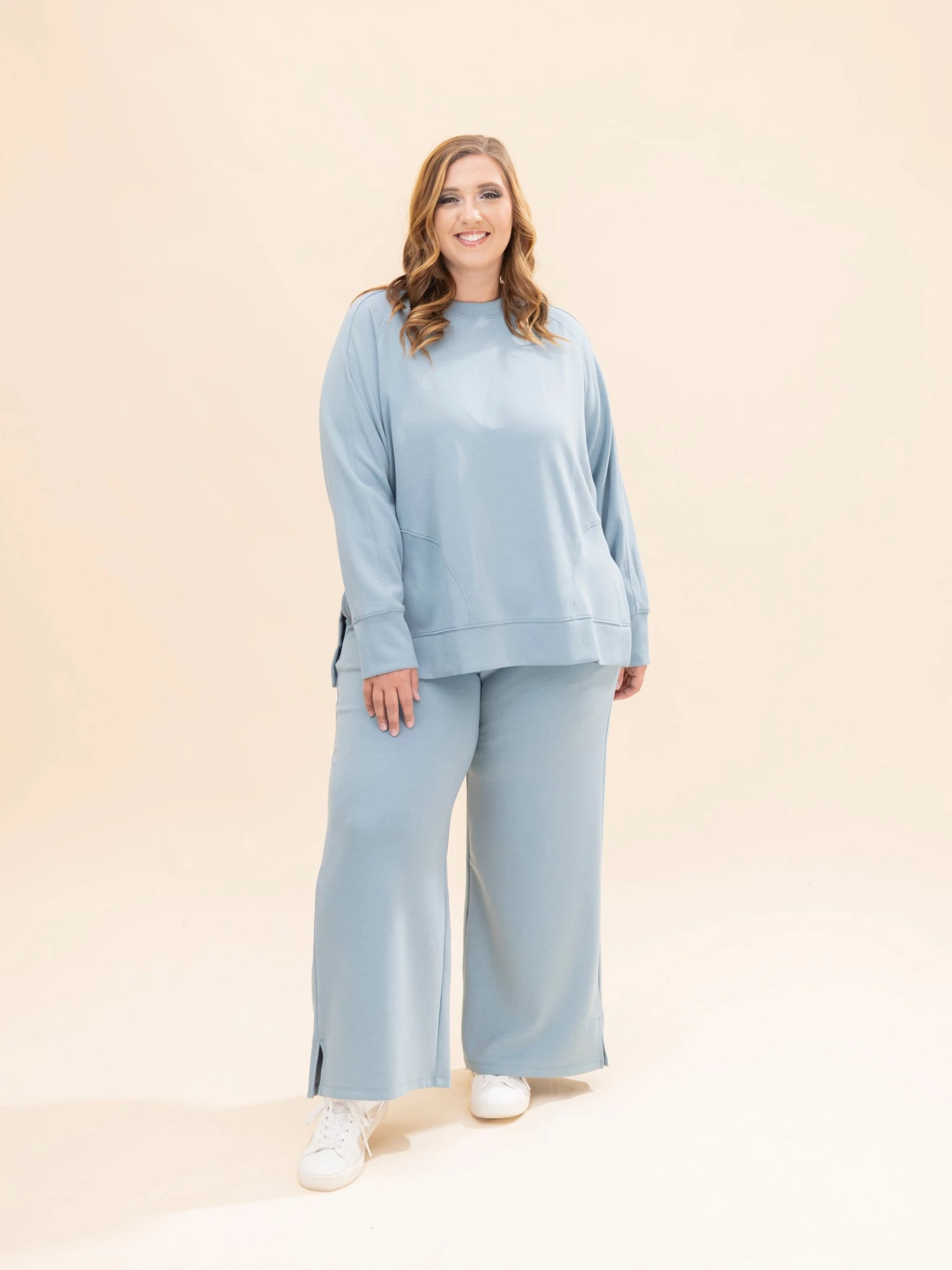 Zenana Scuba Round Neck Pullover W/ Sided Slits | S-3X Pair W/ Sku56511 14 Zenana Scuba Round Neck Pullover W/ Sided Slits | S-3X Pair W/ Sku56511 - Image 14