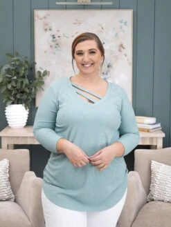 Yummi Rib 3/4 Sleeve Top By DD Design | S - 3X -Discount Divas Shop a179b12380f9f5ea810f8ca8f94abc61