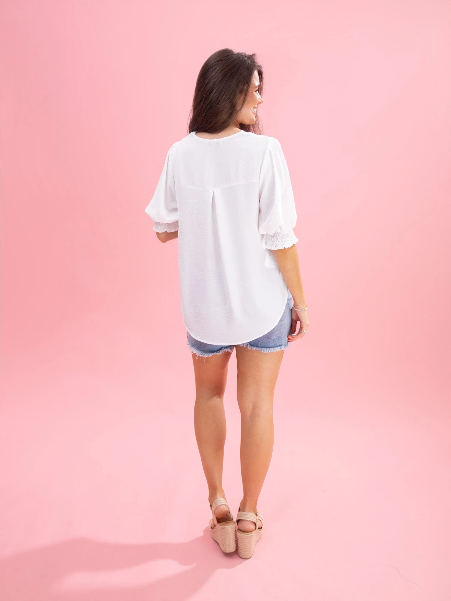 Airflow V Neck Top With Smocked Puff Sleeves By DD Design | S-3XL 7 Airflow V Neck Top With Smocked Puff Sleeves By DD Design | S-3XL - Image 7