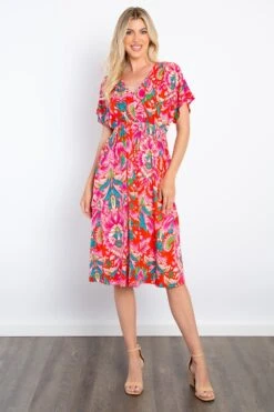 Printed Wrinkle Free Dress | S - 3XL