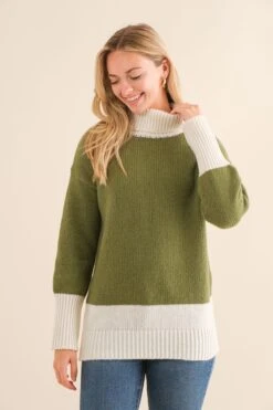 Color Block Cowl Neck Knit Sweater | S/M - M/L