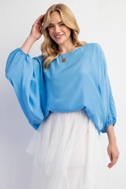 Dolman Sleeve Washed Satin Loose Fit Top | S - L Easel -Discount Divas Shop a2304fdd8069f449271b5b5ca9fa4c58