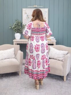 Border Print Tiered Midi Dress | S-L -Discount Divas Shop a4736d55eff2fc034e251ba8cd1bdd9d