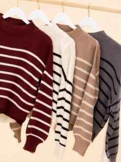 Stripe Mock Neck Drop Shoulder Knit Sweater | S-L 15 Stripe Mock Neck Drop Shoulder Knit Sweater | S-L -Discount Divas Shop a4ace9a1c602558acf8ec4d703439f5a