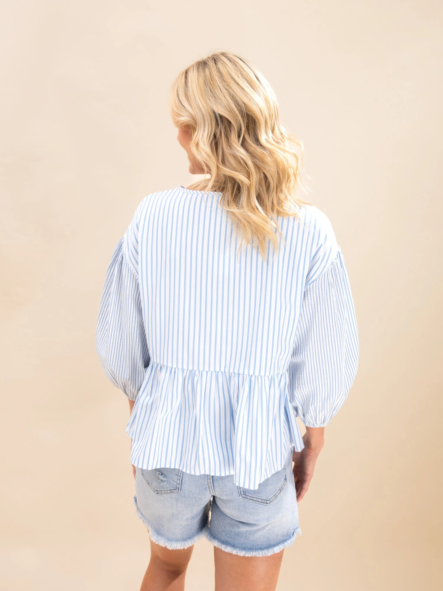 Textured Striped Front Tie Blouse | S-3XL 3 Textured Striped Front Tie Blouse | S-3XL - Image 3