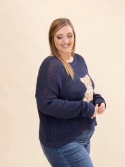 Teddy Bear Graphic Open Knit Sweater | S-L -Discount Divas Shop a51c94cc5d342b4e5afaba47030b31e4