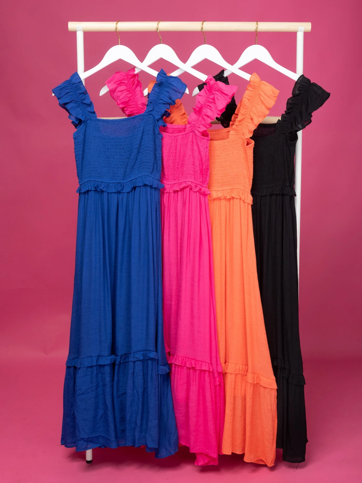 Flutter Straps Smocked Tiered Midi Dress | S-L 1 Flutter Straps Smocked Tiered Midi Dress | S-L