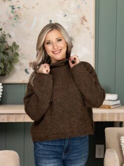 Funnel Neck Drop Shoulder Long Sleeve Sweater | S-L -Discount Divas Shop a5b9aefe126246a9f1090f56a46836b5