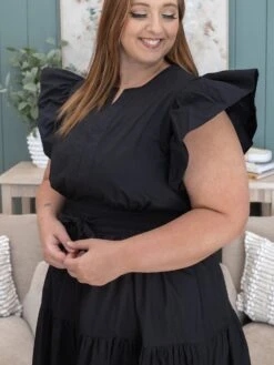 Solid Tiered Midi Dress With Flutter Sleeves And Tie Waist Detail | S-3XL 13 Solid Tiered Midi Dress With Flutter Sleeves And Tie Waist Detail | S-3XL -Discount Divas Shop a5cd2e0f20447b8a548267a96d8c1f15