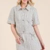 Striped Short Sleeve Shacket | S - L GeeGee