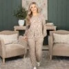 Leopard Print Long Sleeve Peplum Lounge Pullover | S-L Set W/ Sku48795