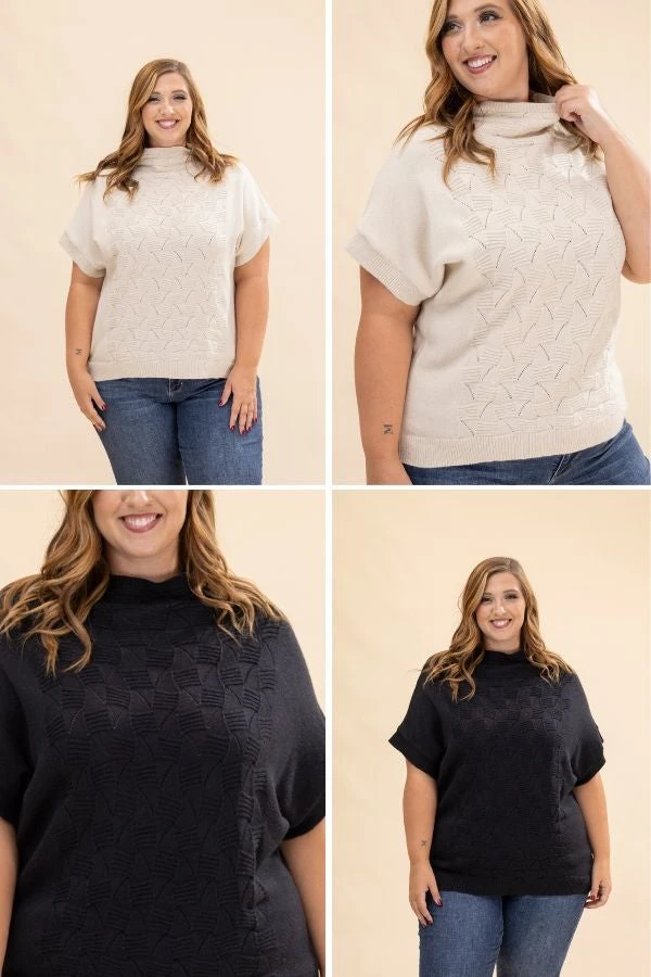 STACCATO Mock Neck Extended Short Sleeve Sweater | S-XL 1 STACCATO Mock Neck Extended Short Sleeve Sweater | S-XL