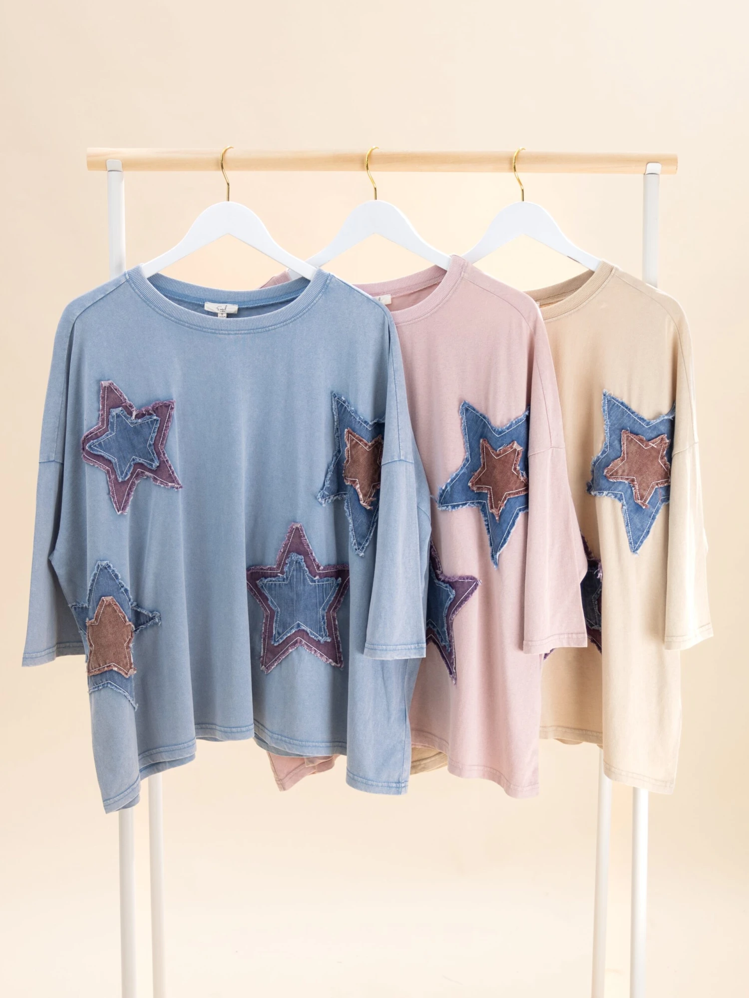 Mineral Washed Star Patch Detailing Boxy Top | S-L 1 Mineral Washed Star Patch Detailing Boxy Top | S-L