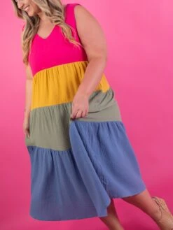 Cotton Gauze Colorblock Tiered Sleeveless Maxi Dress | S - XL -Discount Divas Shop a833bd89be6e06ce7e51b67e2b2192df