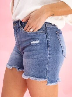 Diva Denim High Rise High Low Fray Hem Short | XS - 3X