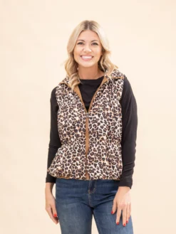 Leopard Puffer Vest By DD Design | S-3X