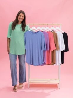 Flare Sleeve Round Hem Top By DD Design | S-3XL