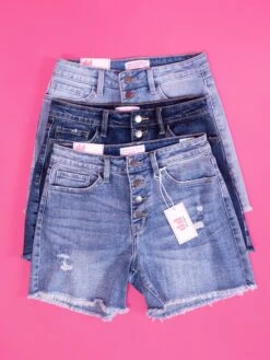 Diva Denim High Rise Expose Button Fray Hem Shorts | S-3XL -Discount Divas Shop a9fac58c41df3756aff3b9ff3922bc35 1