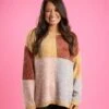 Long Sleeve Round Neck Colorblock Sweater | S-3X