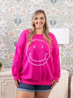 Smiley Face Loose Fit Brushed Sweatshirt | S- 3X -Discount Divas Shop aaa7fb9874dc23c180639d03cf768b22