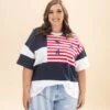Patchwork American Flag Sweatshirt Top | S-L Americana