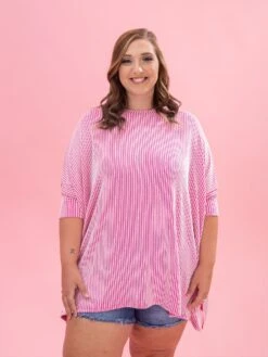 White Stripe Easy Fit 3/4 Sleeve Top By DD Design | Reg-Plus 24 White Stripe Easy Fit 3/4 Sleeve Top By DD Design | Reg-Plus -Discount Divas Shop abb007108909fb09168462c79f4d8bdc