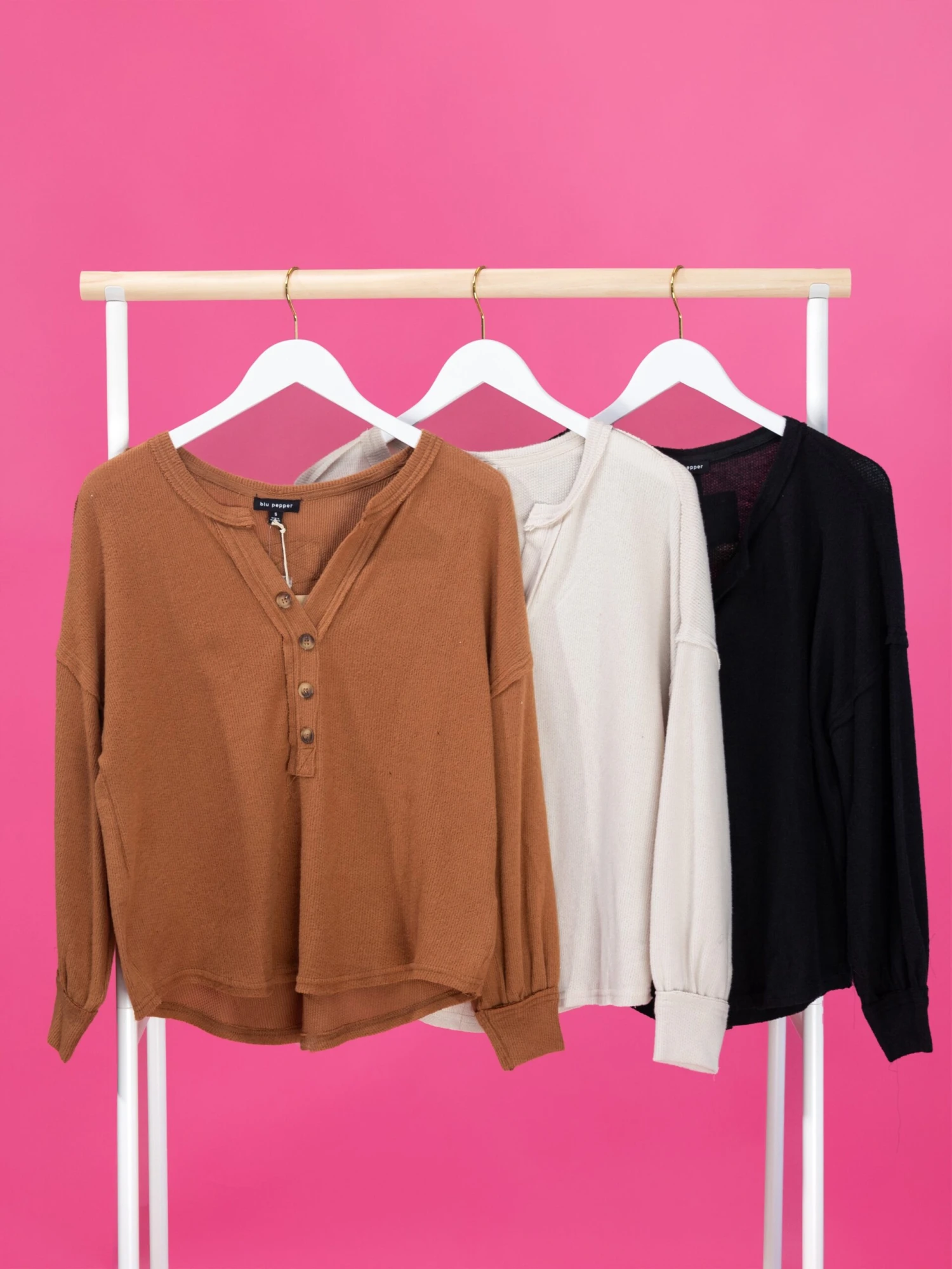 Long Sleeve Half Button Up Collard Top | S-3X 1 Long Sleeve Half Button Up Collard Top | S-3X