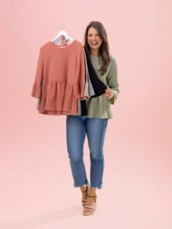 Comfy Knit Ruffle Hem 3/4 Sleeve Top By DD Design | S-3XL -Discount Divas Shop ac9e7404c67084d4fd7eb062c7994f2a