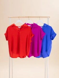 Drop Shoulder Collared Woven Top | S-2XL