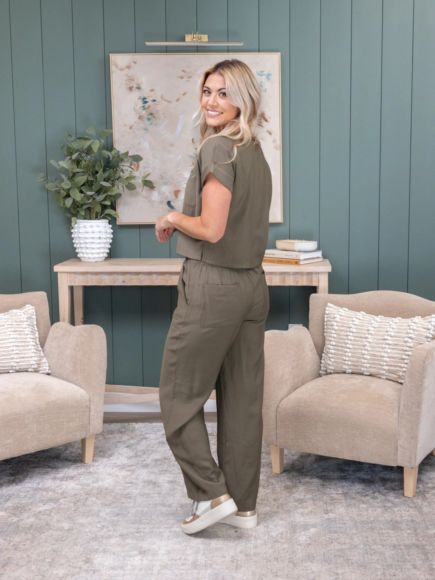 Round Neck Short Cuff Sleeve Top | S-L Pair W/ SKU55031 2 Round Neck Short Cuff Sleeve Top | S-L Pair W/ SKU55031 - Image 2