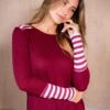 Striped Sleeve Long Sleeve Top | S - 3X Sew In Love