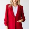 Button Shirring 3/4 Sleeve Blazer | S - 3X First Love