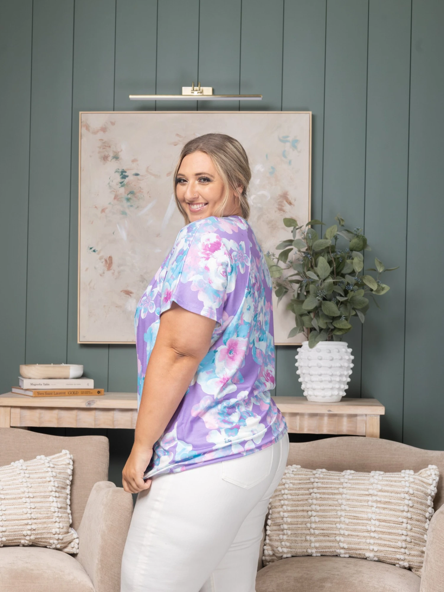 Dolman Short Sleeve Floral Printed Top | S - 3X 2 Dolman Short Sleeve Floral Printed Top | S - 3X - Image 2