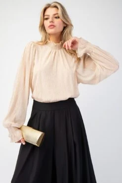 Foil Crinkled Woven Blouse | S - L Easel