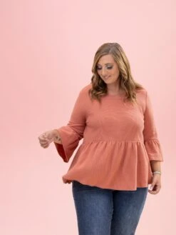 Comfy Knit Ruffle Hem 3/4 Sleeve Top By DD Design | S-3XL -Discount Divas Shop ae282632e72016f74e4b97b62784b52e