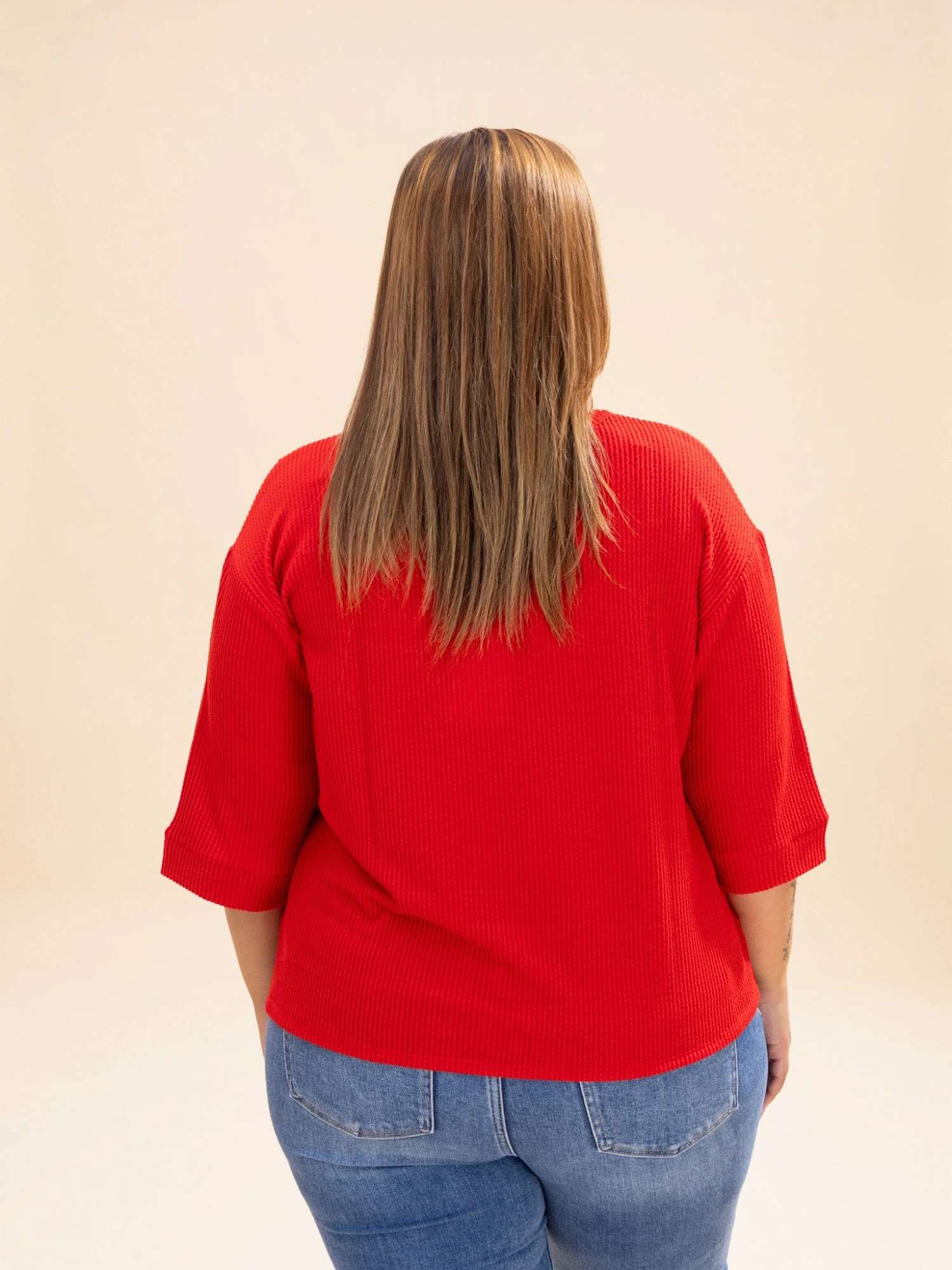 Andree Raised Rib Round Neck 3/4 Sleeve W/ Pocket | S - 3X 7 Andree Raised Rib Round Neck 3/4 Sleeve W/ Pocket | S - 3X - Image 7