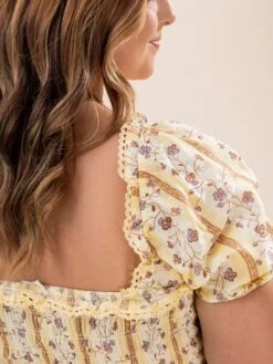 Floral Striped Print Smocked Midi Dress | S-L -Discount Divas Shop ae996083c6f25b6f43d2c70697eb0bb1