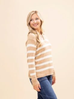 STACCATO Long Sleeve Blanket Stitch Collar Striped Sweater | S-XL -Discount Divas Shop aec4bcbe8f87b308dd383586f6498efe