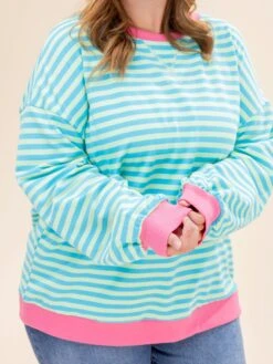 Stripe Oversized Contrast Trim Pullover Sweatshirt | S-XL -Discount Divas Shop aed0f911cb74dc2acd5c7464d09328bd