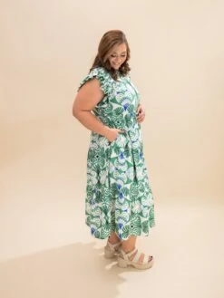 Tiered Geo Floral Print Midi Dress | S-L -Discount Divas Shop aee5e00114b1f91d1a0ab417f690a78b